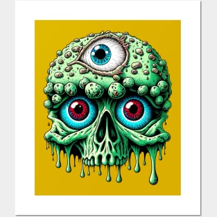 Zombie Gore Brain Skull 3 Posters and Art
